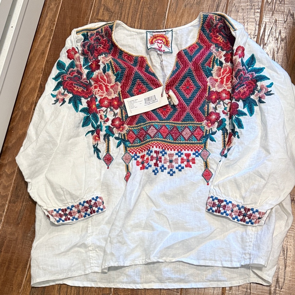 Johnny Was Multicolor Embroidered Blouse